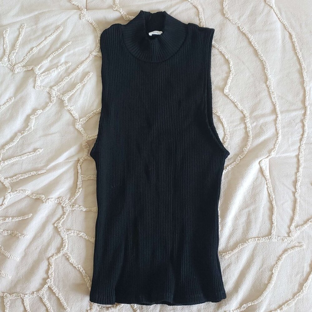 Wilfred Free by Aritzia Black Kerryn Mockneck Ribbed Tank Top Size L